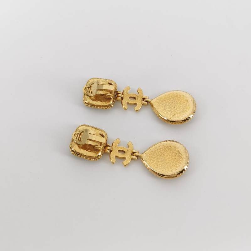 Chanel 双 C Logo 吊坠中古耳夹