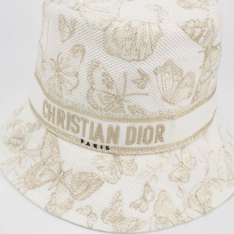 Dior 蝴蝶刺绣字母 Logo 渔夫帽